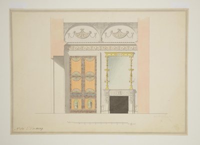 Ontwerp van de kabinetbibliotheek, vroege jaren 1780 door Charles Cameron