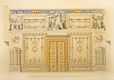 Verhoging van een deuropeningmuur, Lyons Drawing-Room, Catherine Palace in Tsarskoye Selo, begin jaren 1780 door Charles Cameron