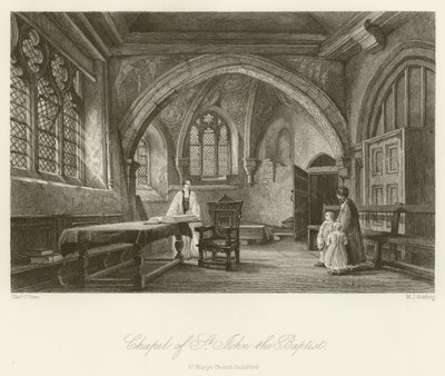 Kapel van St Johannes de Doper, St Marys Kerk Guildford door Charles Claude Pyne