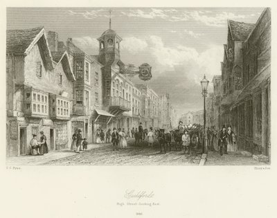 Guildford, Hoofdstraat, kijkend naar het oosten, 1840 door Charles Claude Pyne