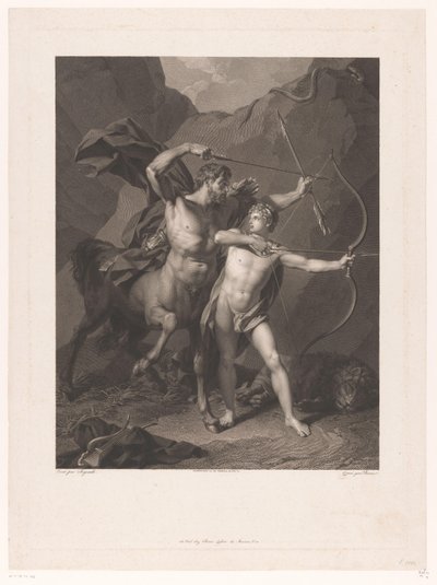 Chiron onderricht Achilles in het boogschieten door Charles Clément Bervic