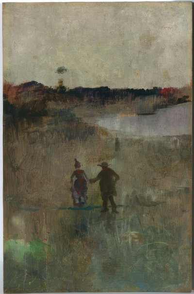 Landschap met twee kleine figuren, Richmond, NSW door Charles Edward Conder