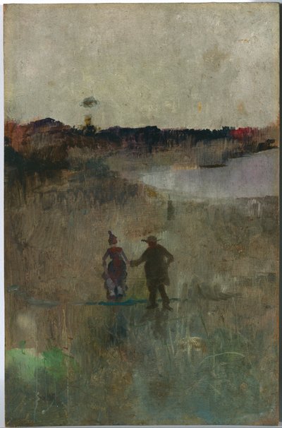 Landschap met twee kleine figuren, Richmond, NSW door Charles Edward Conder