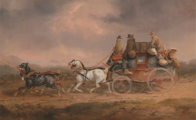 Postkoetsen op de weg: de Louth-London Royal Mail op volle snelheid door Charles Cooper Henderson