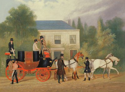 De postkoets maakt zich klaar om te vertrekken door Charles Cooper Henderson