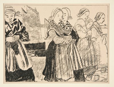 Bretonse meisjes, of Bretonnes sur le quai, in #36 van La Revue Blanche, oktober 1894 door Charles Cottet