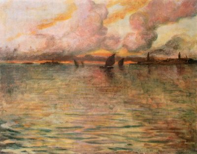 Zeegezicht met verre uitzicht op Venetië, 1896 door Charles Cottet