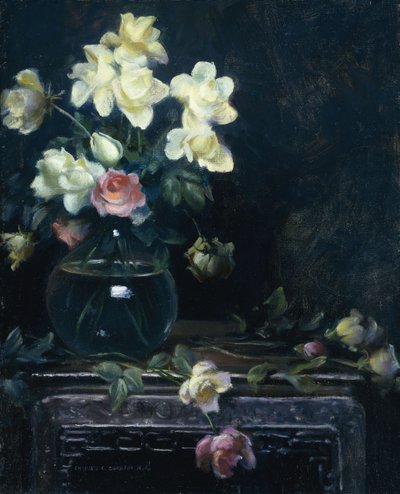 Rozen in een Glazen Vaas door Charles Courtney Curran