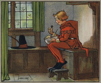 Kleine Jack Horner (kleurenlithografie) door Charles Crombie