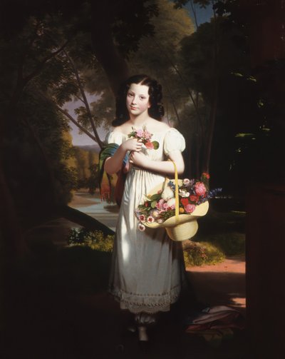 Klein Meisje met Bloemen Amelia Palmer door Charles Cromwell Ingham