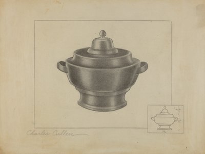 Pewter suikerkom door Charles Cullen