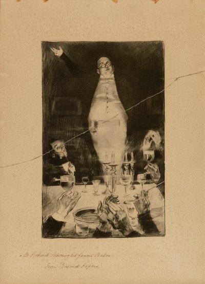 Mr. Pickwick houdt zijn beroemde oratie, uit "Pickwick Papers". door Charles Dana Gibson