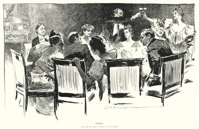 Puzzel, vind de man die betaalt voor het diner door Charles Dana Gibson