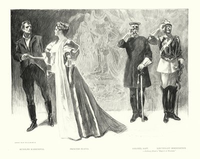 Rudolph Rassendyll, Prinses Flavia, Kolonel Sapt, Luitenant Bernenstein door Charles Dana Gibson