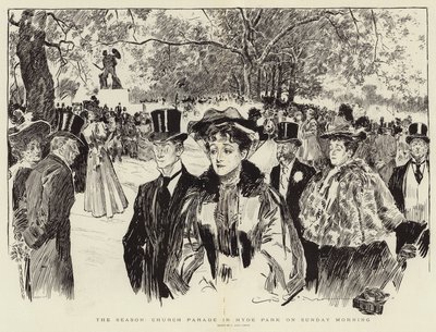 Het seizoen, kerkparade in Hyde Park op zondagochtend door Charles Dana Gibson