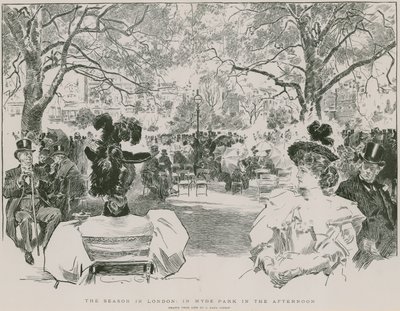 Het seizoen in Hyde Park, Londen, in de namiddag (gravure) door Charles Dana Gibson