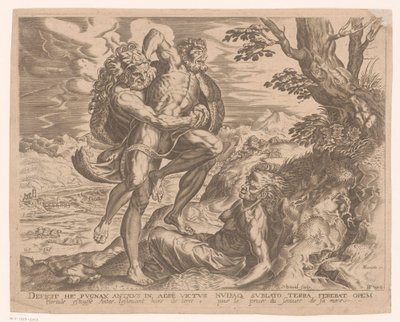 Hercules worstelt met Antaeus door Charles David