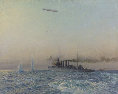 Het gevecht van HMAS Sydney met een Zeppelin in de Noordzee, 1918 door Charles David Jones Bryant