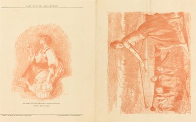 La Meule; Jeune premier! [recto] door Charles Decaux after John Lewis Brown