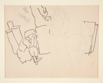 Vier figuren op het strand, waarschijnlijk in Provincetown door Charles Demuth
