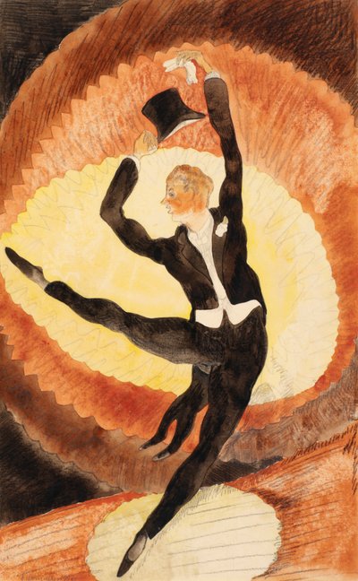 In Vaudeville: Acrobatische Mannelijke Danser met Hoge Hoed door Charles Demuth