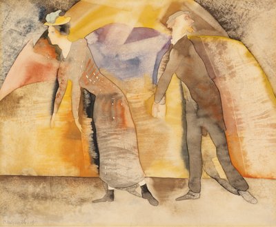 In Vaudeville: Vrouw en Man op het Podium door Charles Demuth