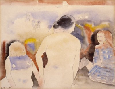 Zonder titel (Vrouw met zwart haar en twee kinderen) door Charles Demuth