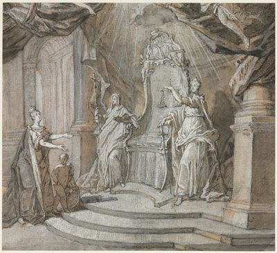 Madame de Maintenon keert terug naar de Katholieke Kerk, 1700s door Charles Dominique Joseph Eisen