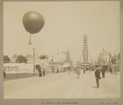Gevangen ballon en reuzenrad, Wereldtentoonstelling, Chicago door Charles Dudley Arnold