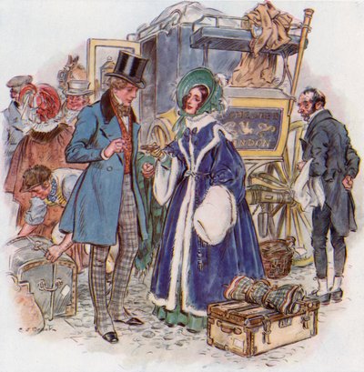 Grote verwachtingen, Estella arriveert in Cheapside per koets vanuit Rochester door Charles Edmund Brock