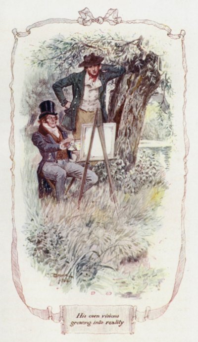 Zijn eigen visioenen worden werkelijkheid (kleur litho) door Charles Edmund Brock