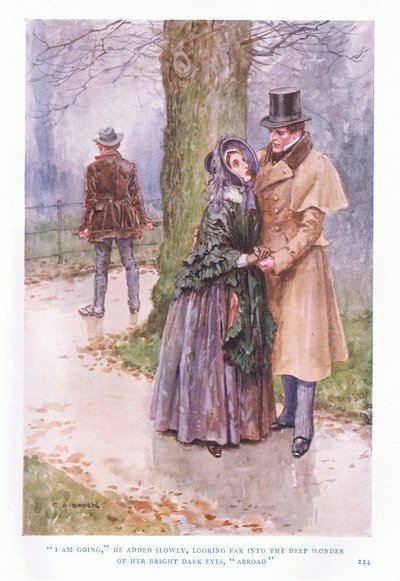 Ik ga, zei hij langzaam, kijkend ver in de diepe verwondering van haar heldere donkere ogen, naar het buitenland. door Charles Edmund Brock