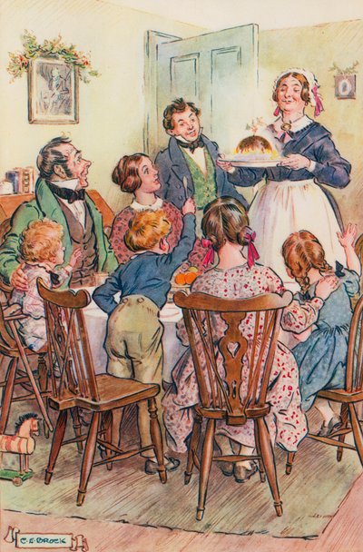 Illustratie voor A Christmas Carol door Charles Dickens door Charles Edmund Brock
