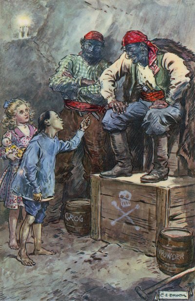 Illustratie voor Queen of the Pirate Isle door Bret Harte door Charles Edmund Brock