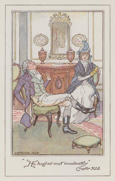 Illustratie voor Sense and Sensibility door Jane Austen (kleur litho) door Charles Edmund Brock