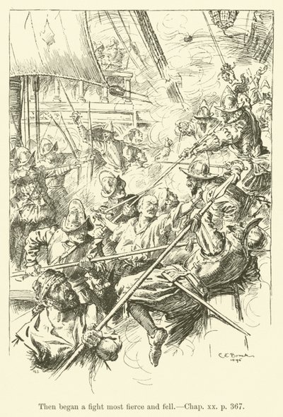 Illustratie voor Westward Ho! door Charles Kingsley door Charles Edmund Brock