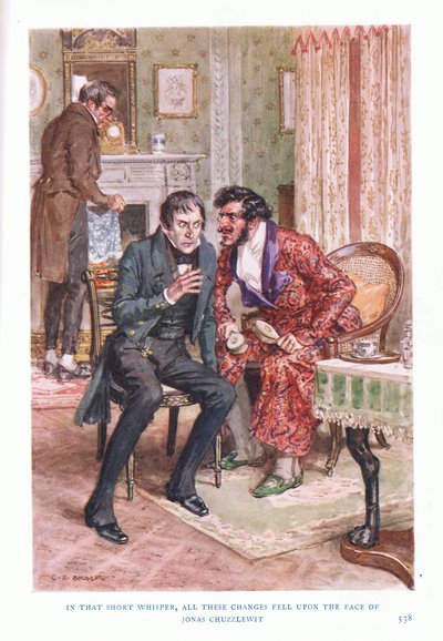In dat korte fluisteren vielen al deze veranderingen op het gezicht van Jonas Chuzzlewit door Charles Edmund Brock