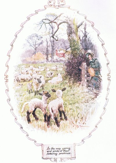 In de lente van hun wankele schoonheid (kleur litho) door Charles Edmund Brock