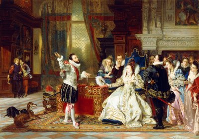 Sir Walter Raleigh en koningin Elizabeth, 1875 door Charles Edouard Boutibonne