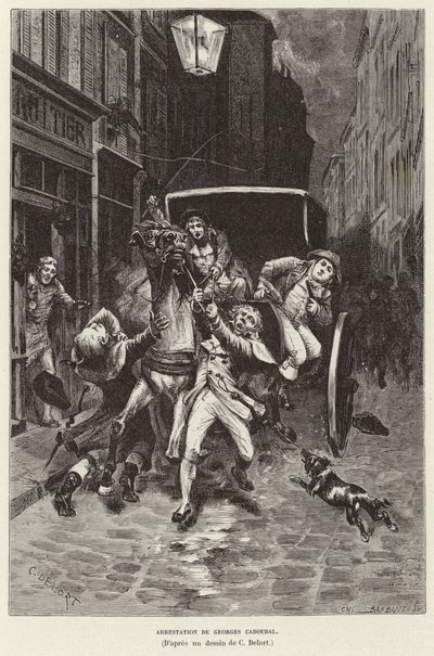 Arrestatie van Georges Cadoudal, Bretonse royalistische opstandeling, Parijs door Charles Edouard Delort