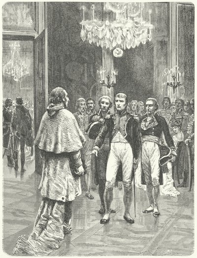 Napoleon ontvangt kardinaal Ercole Consalvi in het Tuilerieënpaleis, Parijs door Charles Edouard Delort