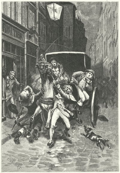 De arrestatie van Georges Cadoudal, Bretonse samenzweerder tegen het Franse revolutionaire regime door Charles Edouard Delort