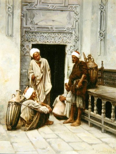 Arabische waterdragers in rust door Charles Edouard Lemaitre