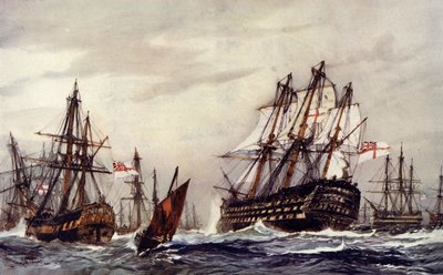 Bomb Ketches groeten de overwinning, december 1805 door Charles Edward Dixon