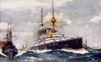 De Majestic. Vlaggenschip van het Kanaalsquadron, 1901 door Charles Edward Dixon