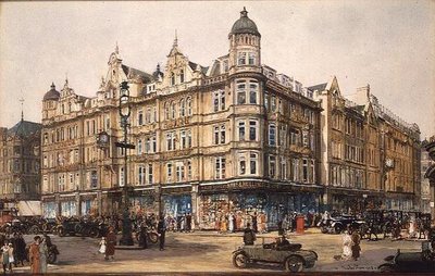 Het oude gebouw, Bourne en Hollingsworth, Oxford Street door Charles Edward Dixon