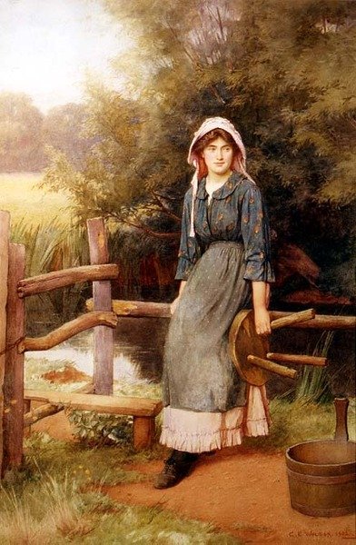Bij het Hek: Een Melkmeisje door Charles Edward Wilson