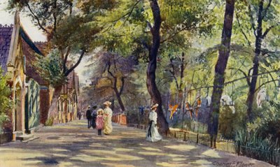 Londense Dierentuin: Papegaaien- en Olifantenhuizen door Charles Edwin Flower
