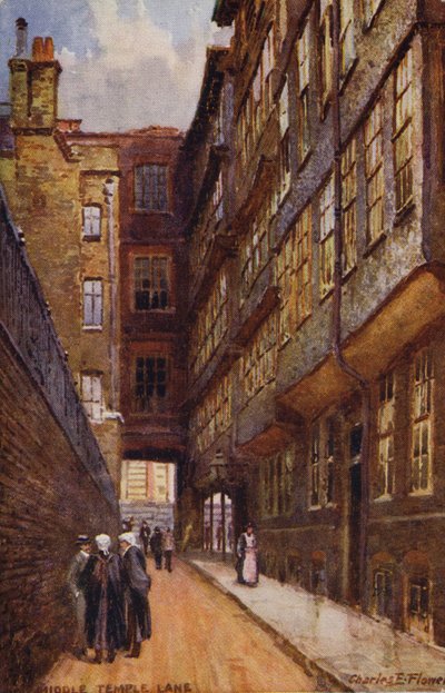 Middle Temple Lane, Londen door Charles Edwin Flower