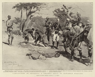 Campagne in Rhodesië, een Gruwelijk Overblijfsel van Matabele Oorlogvoering door Charles Edwin Fripp